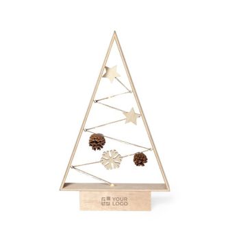 Arbre de Noël en bois naturel avec guirlandes lumineuses LED