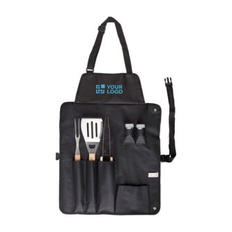 Tablier en nylon avec 6 outils barbecue en acier inoxydable