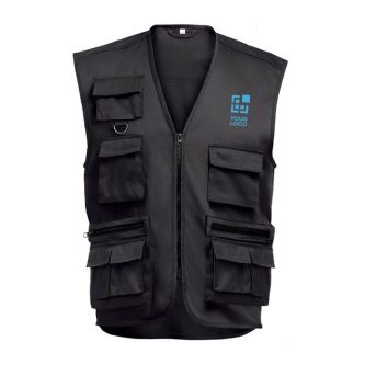 Gilet polyester/coton, poches multiples 200 g/m2 THC PIXEL avec zone d'impression