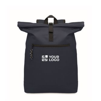 Sac à dos roll top pour ordinateur 15'' en polyester vue avec zone d'impression
