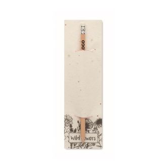 Crayon classique avec gomme présenté en papier ensemencé vue avec zone d'impression