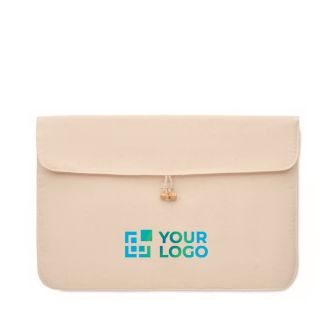Pochette pour PC 15'' en coton à bouton en bambou 120 g/m²