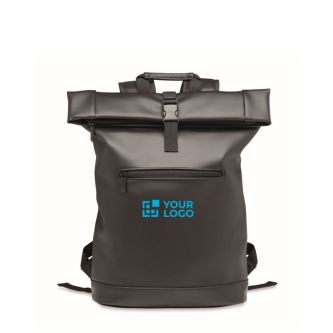 Sac à dos roll top ordinateur 15'' cuir synthétique souple