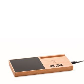Chargeur station sans fil en bambou et chauffe-tasse 15W
