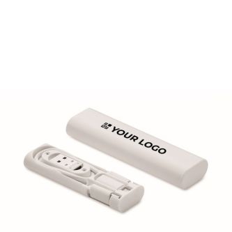 Jeu de câbles multifonctions et connecteurs 9-en-1 dans étui vue avec zone d'impression