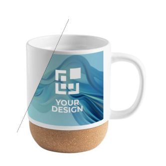 Tasse en céramique avec base en liège amovible 410 ml avec zone d'impression