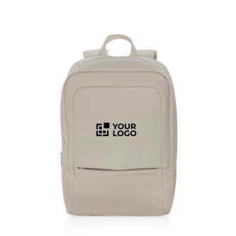 Sac à dos en RPET pour PC 15” avec rangements intérieurs couleur beige avec zone d'impression