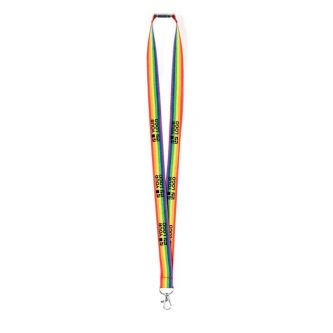 Lanyard en polyester multicolore avec mousqueton en métal