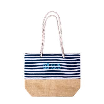 Sac de plage en coton rayé avec base en jute 450g/m²
