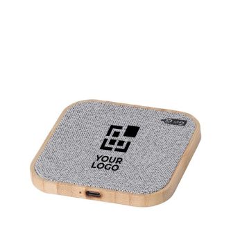 Chargeur à induction carré en bambou avec détails en RPET