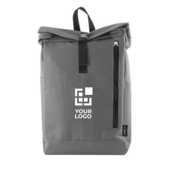 Sac à dos roll-top en polyester, fermeture éclair verticale à l'avant
