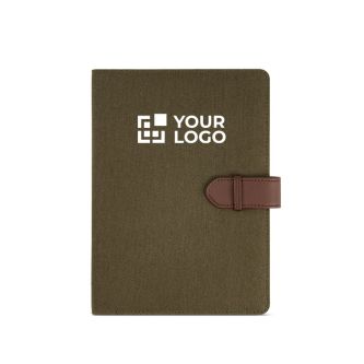 Conférencier A5 en coton recyclé à fermoir pression et bloc