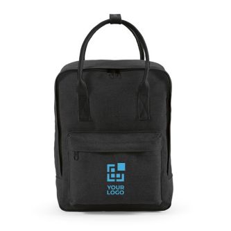 Sac à dos en coton recyclé à anses et poche frontale 450g/m²