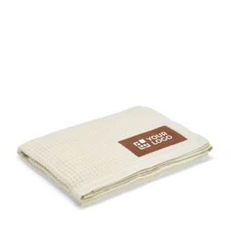 Couverture en coton recyclé, écusson personnalisable 200g/m²