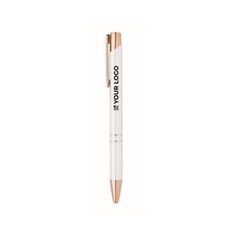 Stylo bille en aluminium recyclé avec détails rose gold, encre bleue