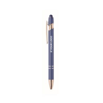 Stylo en aluminium recyclé avec détails rose gold, encre bleue