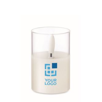 Petite bougie dans un pot transparent avec lumière LED effet flamme