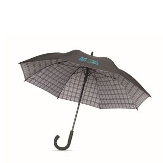Parapluie anti-vent en pongé avec intérieur à carreaux, Ø58cm