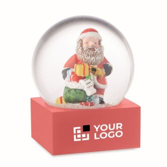 Boule de neige avec un Père Noël à l'intérieur et base en polyrésine