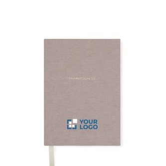 Carnet en papier recyclé avec couverture en tissu et marque-page A5