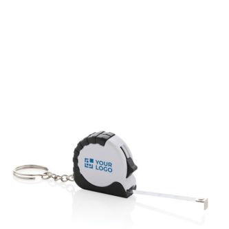 Porte-clés en plastique recyclé et acier avec mètre ruban de 1M