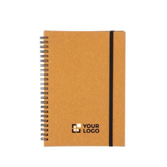 Carnet en cuir recyclé avec fermeture élastique et feuilles lignées A5