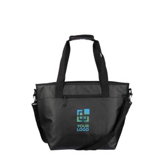 Sac isotherme en polyester avec fermeture velcro et bandoulière couleur noir avec zone d'impression