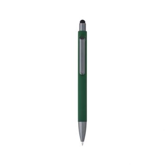 Stylo avec finition mate et détails de couleur graphite, encre bleue couleur vert avec zone d'impression