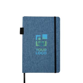 Carnet avec couverture tissu RPET et porte-stylo A5 feuilles lignées