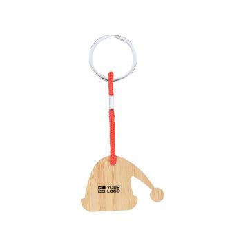 Porte-clés de Noël en bambou en forme de chapeau du Père Noël