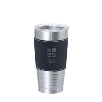 Gobelet isotherme acier inoxydable bande colorée polyuréthane, 420 ml