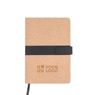 Carnet liège avec élastique fermeture magnétique polyuréthane rayé, A5