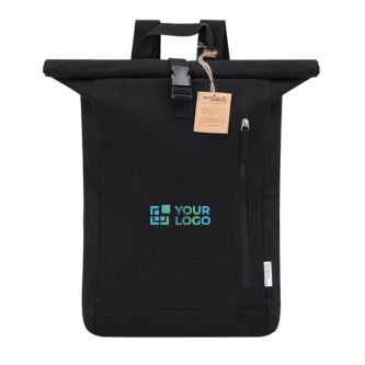 Sac à dos roll-top en toile 100% recyclée avec une fermeture à boucle