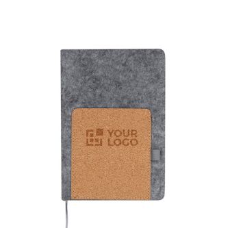 Carnet en feutre et liège et des pages lignées, format A5