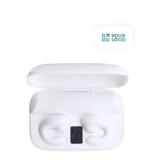 Écouteurs étui blanc avec une fonction de powerbank supplémentaire