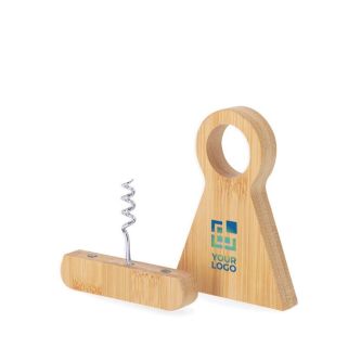Tire-bouchon en bambou avec double fonction support pour bouteilles