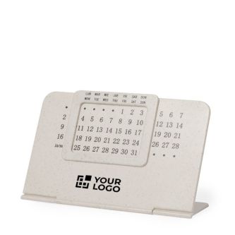 Calendrier perpétuel 2025 en paille de blé avec support pliable