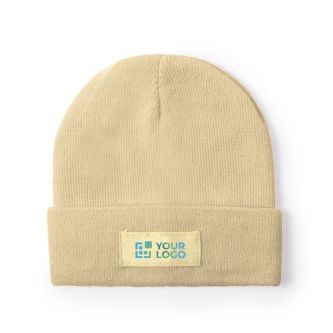 Bonnet élastique pour enfants avec ourlet et étiquette frontale