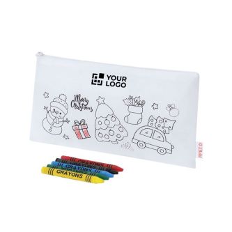 Étui en non-tissé RPET édition Noël pour coloriage