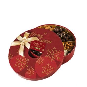 Couronne de Noël avec 5 types de douceurs au chocolat et fruits secs vue principale