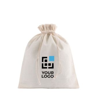 Sac moyen en coton recyclé avec cordons de fermeture 120 g/m2