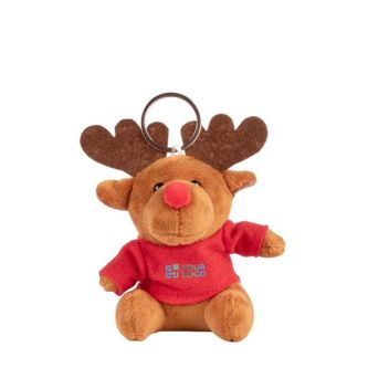 Porte-clés en peluche de Noël en forme de renne avec chemise avec logo
