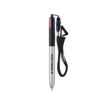 Stylo avec cordon à porter autour du cou et encre 4 couleurs BIC®