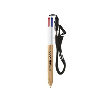 Stylo à bille en plastique effet bois à encre 4 couleurs BIC®