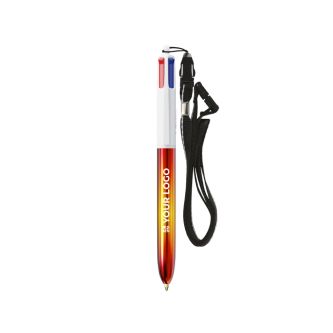 Stylo bille 4 couleurs en plastique avec effet métal Flags BIC®