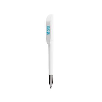 Stylo à bille en plastique avec partie chromée et encre bleue BIC®
