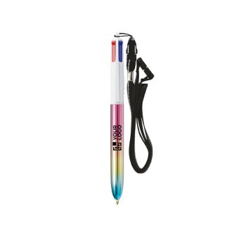 Stylo en plastique à effet dégradé métallisé et encre 4 couleurs BIC®