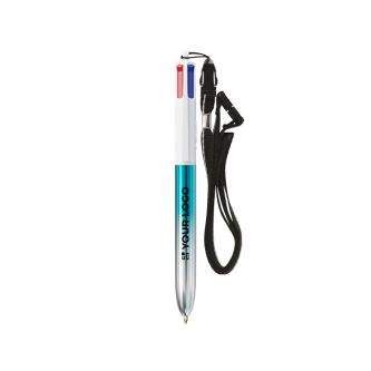 Stylo à bille en plastique bicolore métallisé et encre 4 couleurs BIC®