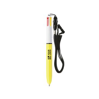 Stylo bille en plastique avec cordon et encre 4 couleurs Sun BIC®