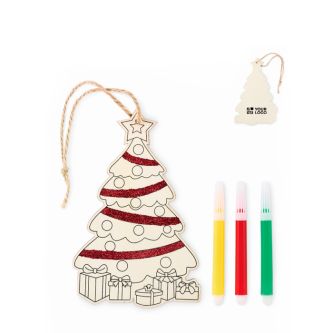 Décoration de Noël à suspendre en forme d'arbre en bois à colorier